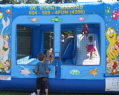 Bouncy castle with Under The Sea motif.